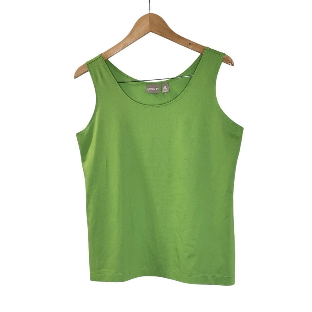 CHICOS Womens Knit Tank TOP Sleeveless Lime GREEN Size 2(L/ 12) - Picture 2 of 11
